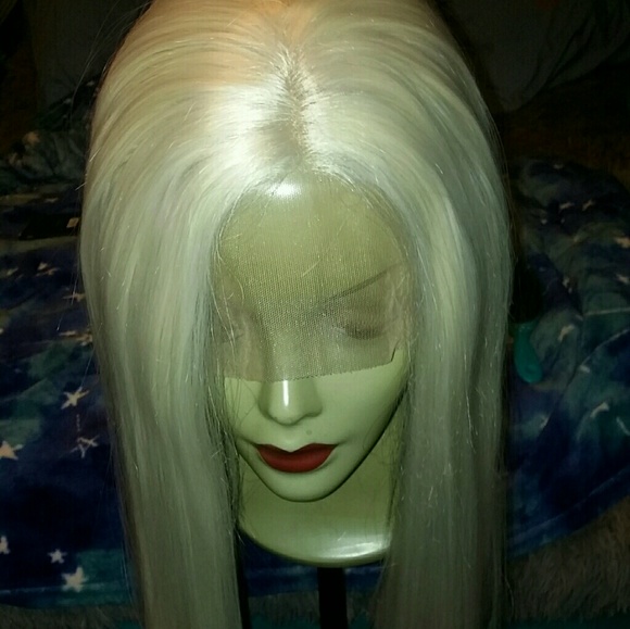 SEXY ASYMMETRICAL PLATINUM BLONDE LACE FRONT WIG main image 8